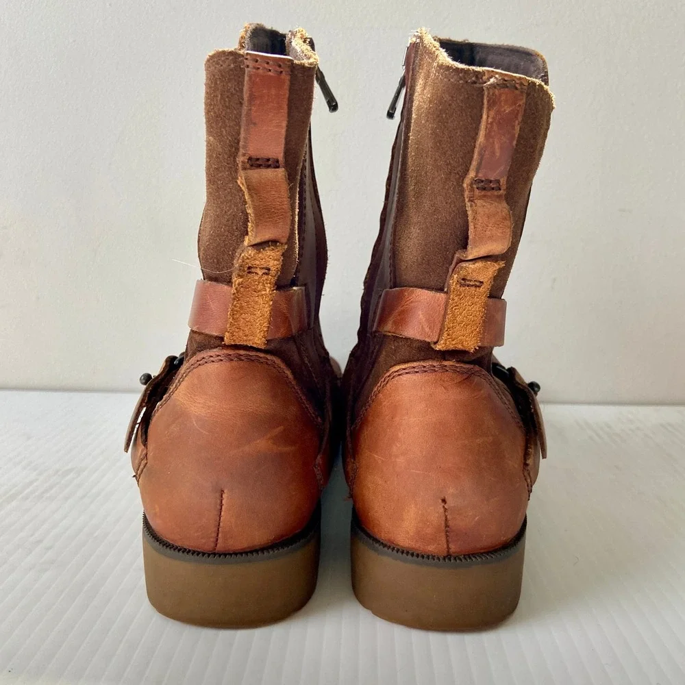 Teva DeLaVina Red‎ Brown Leather Ankle Boots Womens 6.5